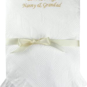 Personalised Footprints White Baby Shawl Blanket - Gold