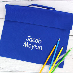 Personalised Embroidered Name School Book Bag - Blue