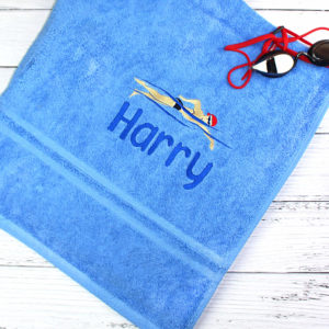 Personalised Children's Blue Swimming Towel