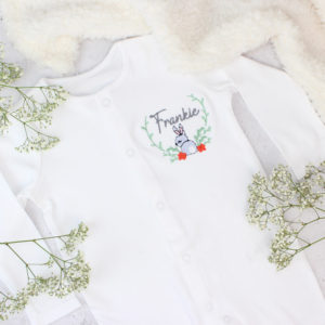 Personalised Embroidered Easter Egg Baby Grow - 0-3 Months, Bunny