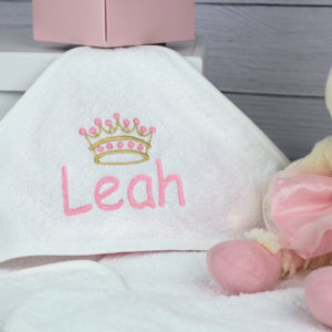 Personalised Pink Crown Super Soft Hooded Bath Towel