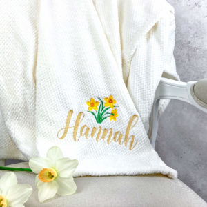 Personalised Daffodils Onyx Cream Fleece Blanket Throw