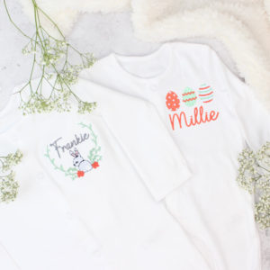 Personalised Embroidered Easter Egg Baby Grow