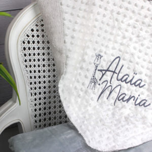 Personalised Cute Giraffe White Bubble Baby Blanket