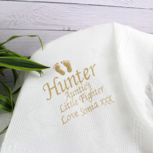 Personalised Footprints White Baby Shawl Blanket