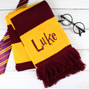 Personalised Scarlet & Gold Wizard Scarf