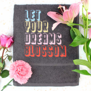 Let Your Dreams Blossom Charcoal Cotton Embroidered Gardening Hand Towel