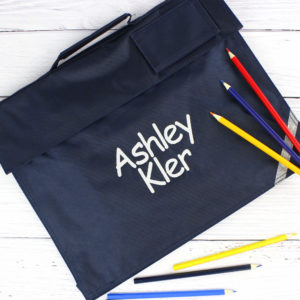 Personalised Embroidered Name School Book Document Satchel Bag