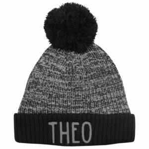 Personalised Child's Chunky Knit Marl Bobble Hat - Grey