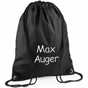 Personalised School Sports PE Drawstring Gym & Swimming Bag - Black