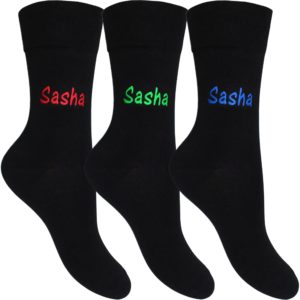 Women's Personalised Name Black Contrast Socks (3 Pair Pack)