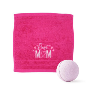 Best Mum Cotton Flannel Face Cloth & Scented Bath Bomb Gift Set