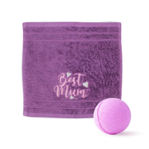 Best Mum Cotton Flannel Face Cloth & Scented Bath Bomb Gift Set - Purple & Lavender