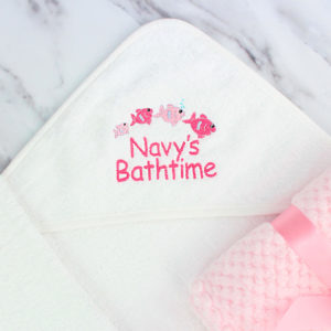 Personalised Bath Time Fishes Super Soft Hooded Towel