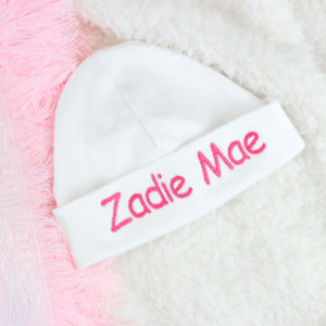 Personalised Pink Baby Cosy Sleep Hat
