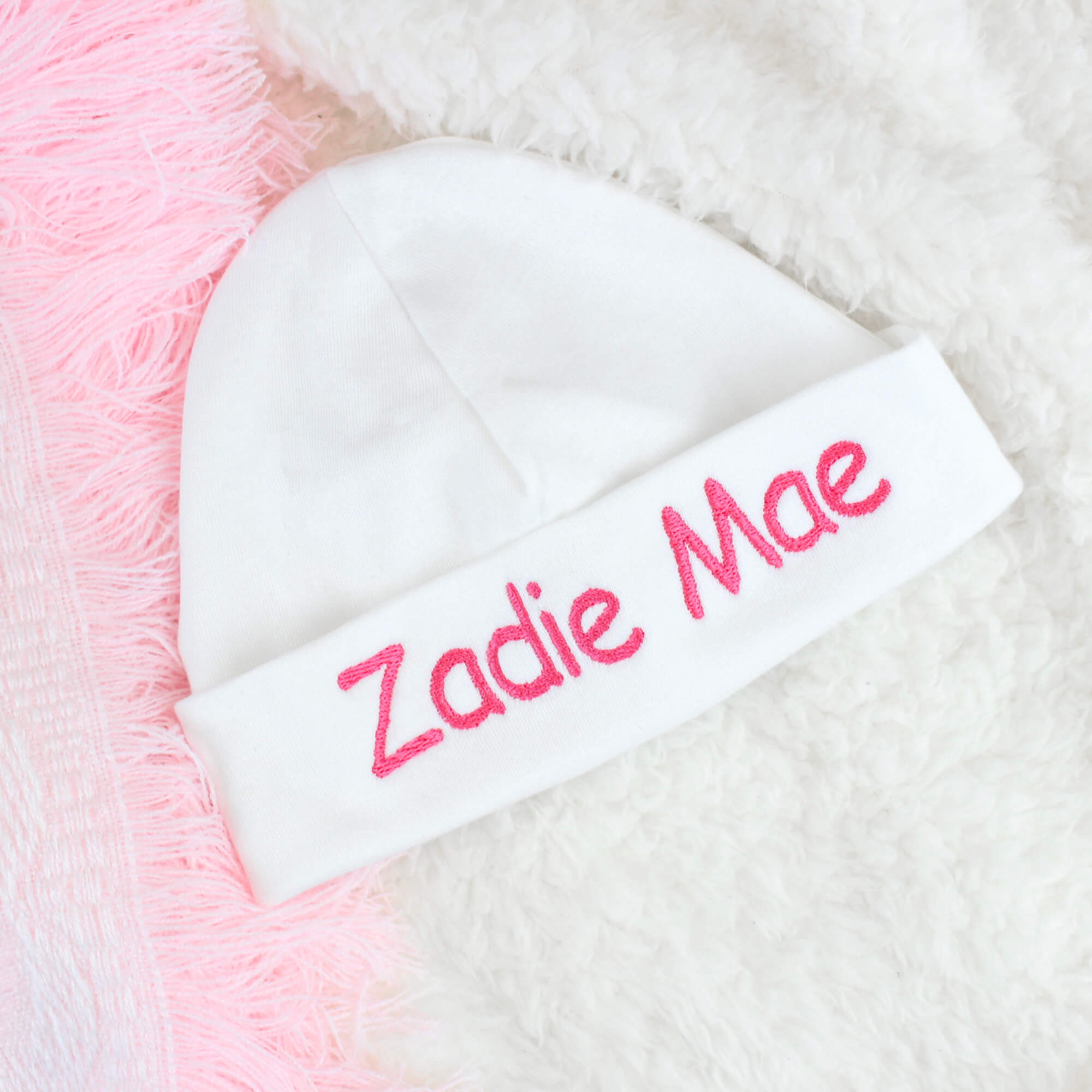 Personalised Pink Baby Cosy Sleep Hat • TeddyTs