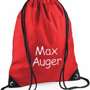 Personalised School Sports PE Drawstring Gym & Swimming Bag - Red