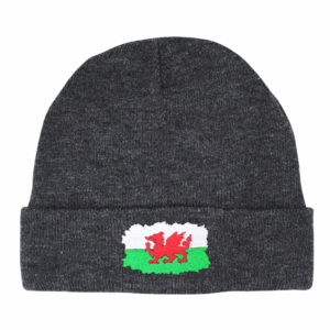 Wales Flag Thermal Knit Beanie Hat - Charcoal