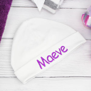 Personalised Purple Baby Cosy Sleep Hat