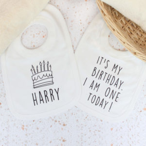 Personalised 1st Birthday Baby 2 Pack Bib Set
