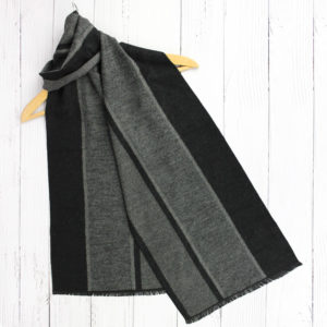Charcoal Soft Knit Scarf with Block Stripe