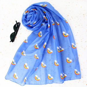 Super Soft Bright Blue Rainbows Scarf
