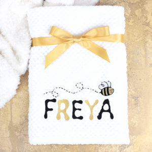 Personalised White Bumble Bee Baby Blanket