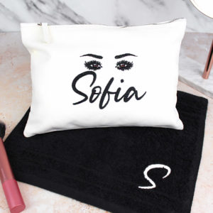 Personalised Makeup Cosmetics Bag & Flannel Face Cloth