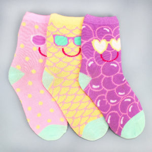 Girl's Bright Fruity Designs 3 Pair Pack Cotton Rich Socks