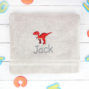 Personalised Children's T-Rex Dinosaur Towel