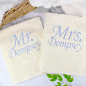 Personalised Mr & Mrs Embroidered Hand Towels Gift Set