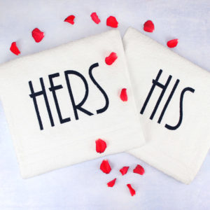 Embroidered His & Hers Bath Towels Gift Set