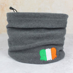 Embroidered Ireland Flag Grey Fleece Snood Scarf
