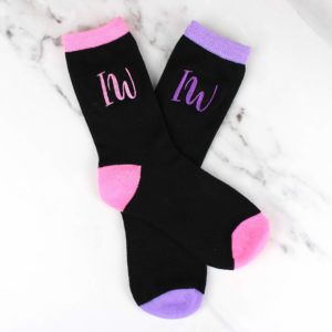 Children's Contrast Heel Pink & Purple Everyday Socks
