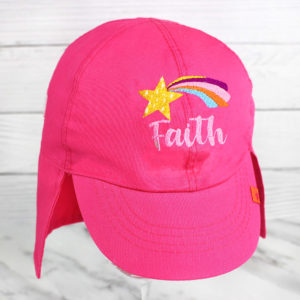 Personalised Pink Scandi Style Shooting Star Legionnaire Sun Hat