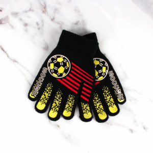 Thermal Knit Soccer Design Magic Gripper Gloves