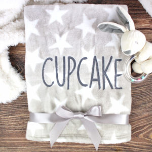 Personalised Fluffy Stars Silver Grey Baby Blanket