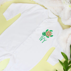 Personalised Baby Turtle White Sleepsuit