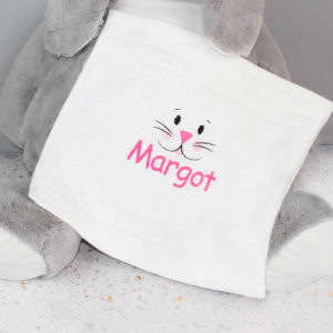Personalised Pink Bunny Rabbit Face Cloth Flannel