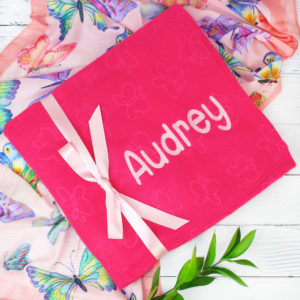 Personalised Pink Butterfly Pattern Fleece Throw Blanket