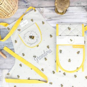 Personalised Bumble Bee Apron & Double Oven Gloves Set