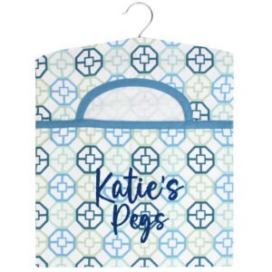 Personalised Geometric Embroidered Peg Bag with Hanger