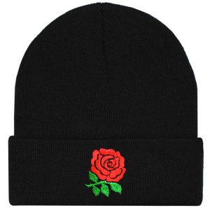English Rose Black Beanie Hat