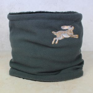 Embroidered Belgian Hare Grey Fleece Snood Scarf