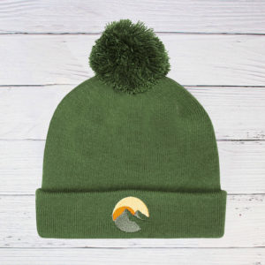 Mountain Embroided Thermal Bobble Beanie Hat
