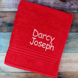 Personalised Girls Red Swimming Towel