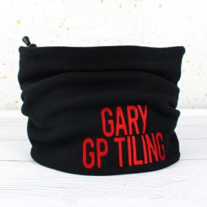 Personalised Embroidered Black Fleece Snood Scarf with Adjustable Toggle