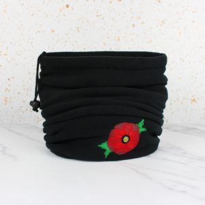 Embroidered Poppy Fleece Snood Scarf with Adjustable Toggle
