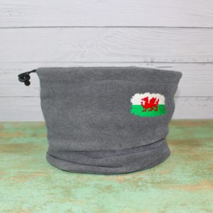 Embroidered Welsh Flag Fleece Snood Scarf With Adjustable Toggle