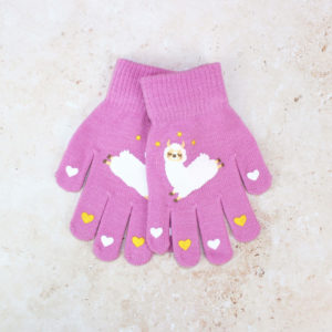 Kids Dusky Pink Lama Gloves